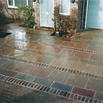Indian stone driveway with Belgium reclaimed setts