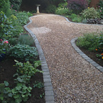 Gravel path with sett edging and borders