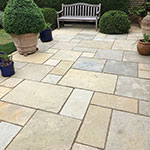 Yellow limestone tumbled paving